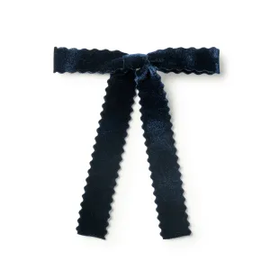 Halo Luxe Ava Scalloped Velvet Long Tail Clip - Navy